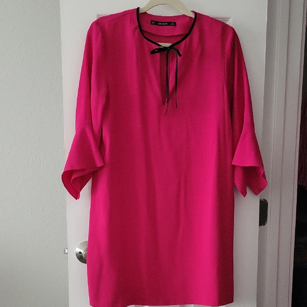 Zara Pink Mini Dress with Black Bow